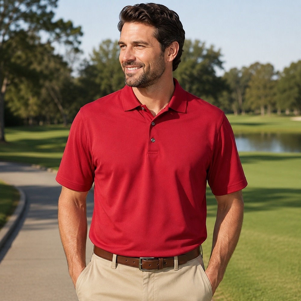 Pebble Beach Dry Luxe Golf Polo Shirt Men XL Red Performance Resort Polo